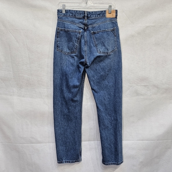 Zara Straight Leg Button Fly Blue Denim Jeans Size 4 - Picture 4 of 9